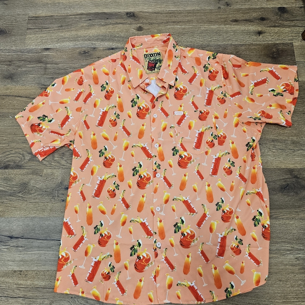 Dixxon Flannel Co Shirt Mens 2XL Orange The Hang Over Short Sleeve Button Up